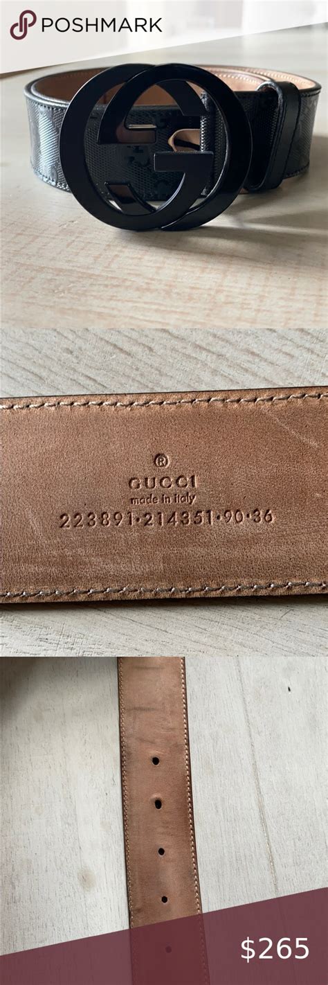 223891 gucci belt|Authentic Gucci Men's Black GG ImprimÃ© Shiny Belt 223891 .